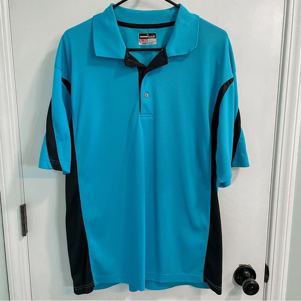 Mens Grand Slam Performance Blue & Black Golf Polo